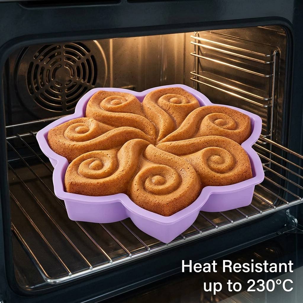 Kitchen Baking Store - Große Blumen-Silikon-Kuchenform Spiralförmige Backform 3D Blumenmuster