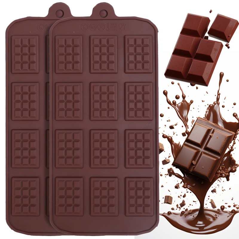 Kitchen Baking Store - Silikon-Schokoladenform, 12, gleichmäßige Fondant-Patisserie, Candy Bar-Form,