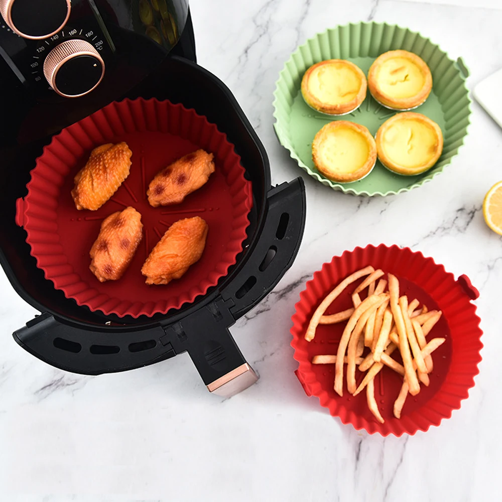 Kitchen Essentials Baking Tray - Runder Silikontopf für Heißluftfritteusen – Backofen-Backblech