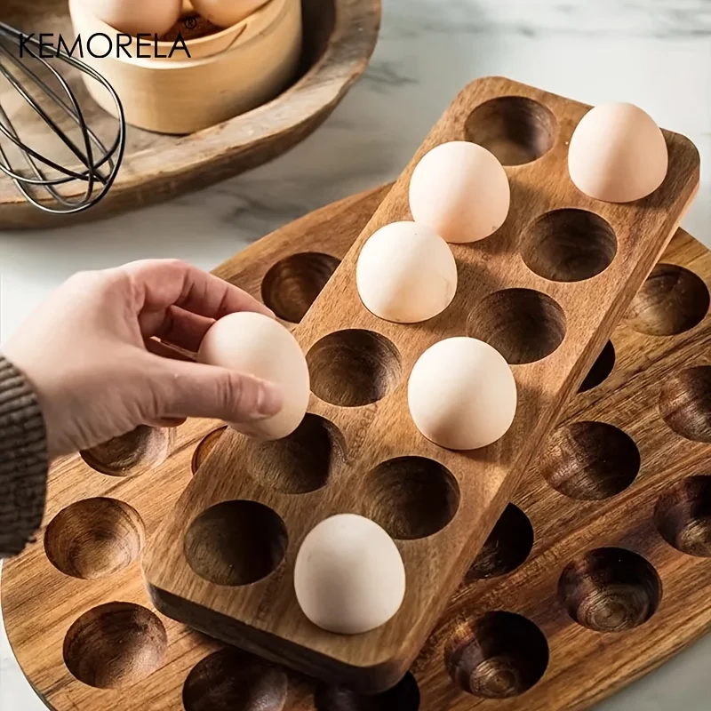 Kitchen Baking Tray Organiser - KEMORELA 1 moderne Eier-Aufbewahrungsbox aus Holz