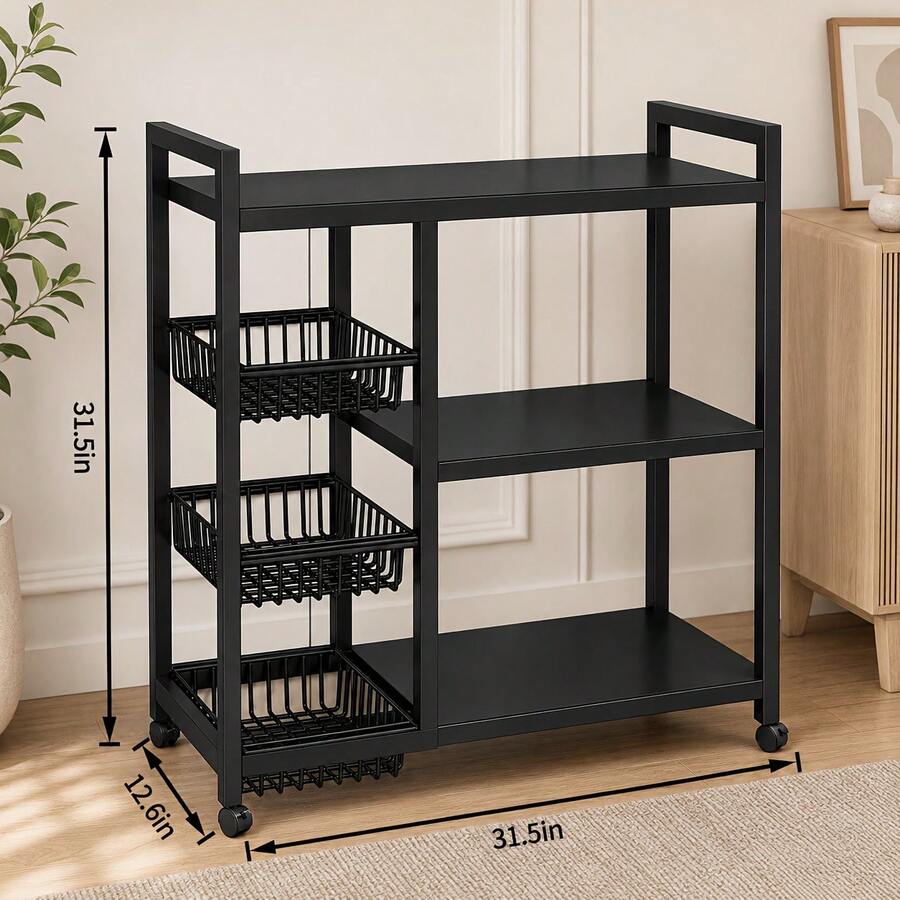 Kitchen Zo - 1 Stück mobiles Aufbewahrungsregal, verstellbares 4-stöckiges