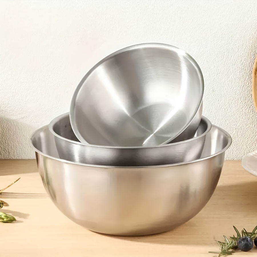 Kitchen Baking Store - 3-teiliges Edelstahl-Salatschüssel-Set, Rührschüssel, geeignet zum Backen,