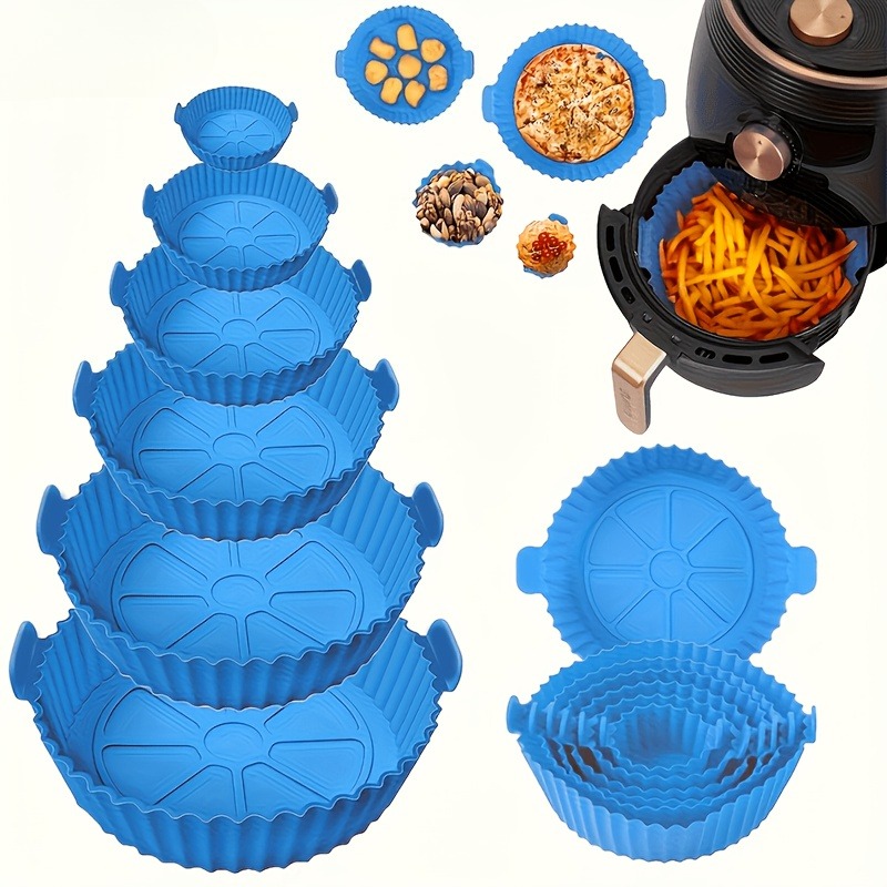 Kitchen Essentials Baking Tray - 6-teilige Silikon-Backmatte für Heißluftfritteuse | Lebensmittelechte