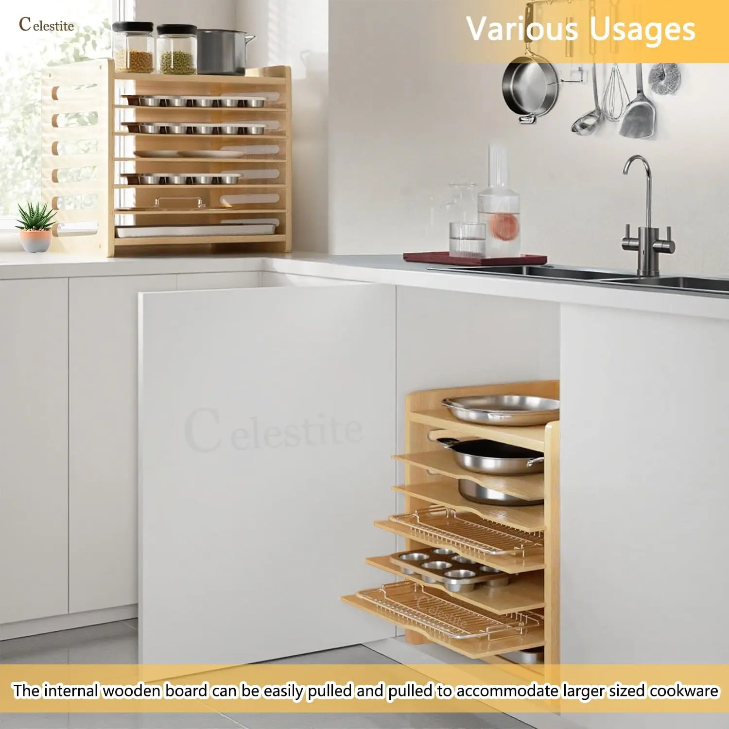 Holzschale mit Trennwänden für – Kitchen Cabinet Baking Sheet Organizer Bewertung und Preis