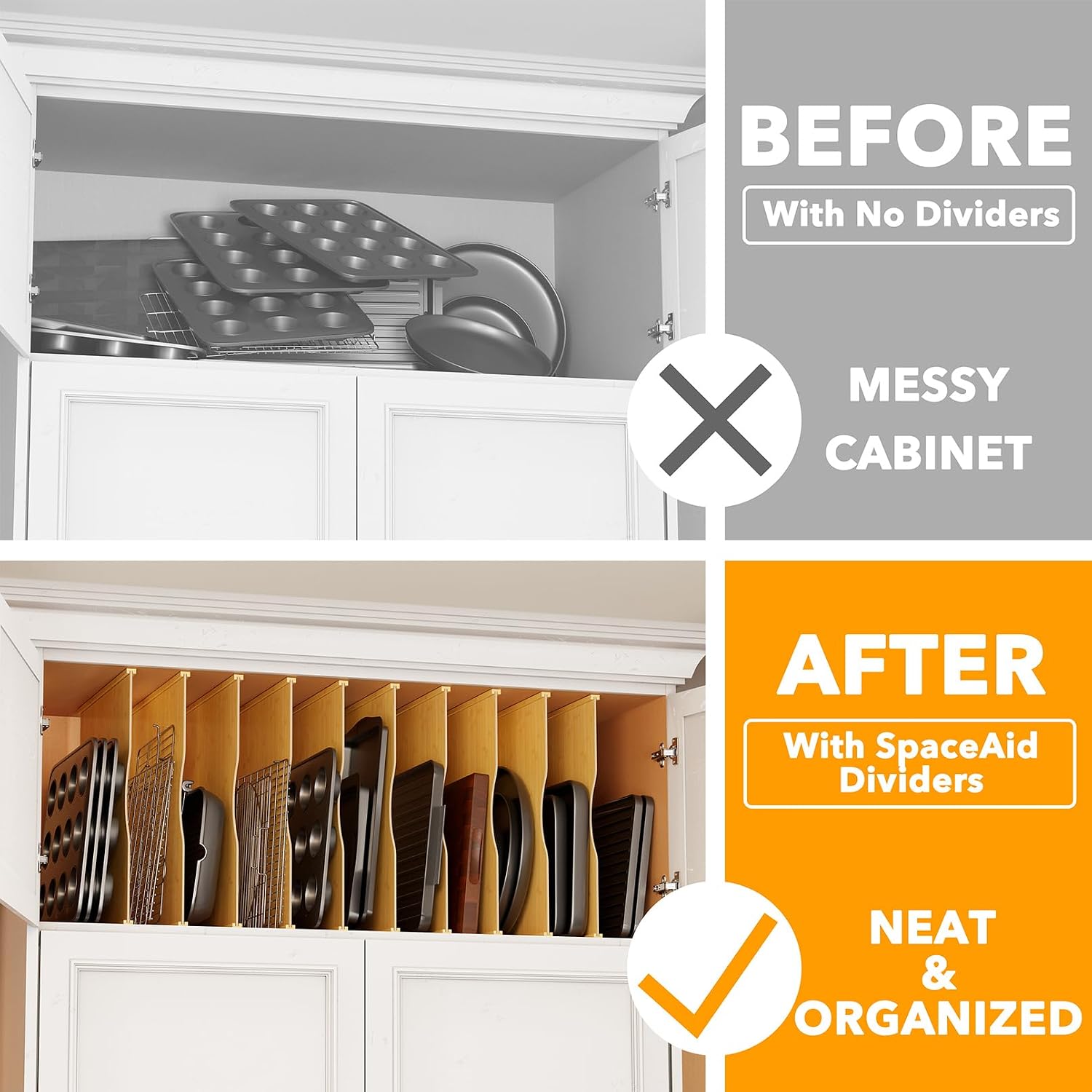 10er-Pack Bambus-Tablett-Organ – Kitchen Cabinet Baking Sheet Organizer Bewertung und Preis